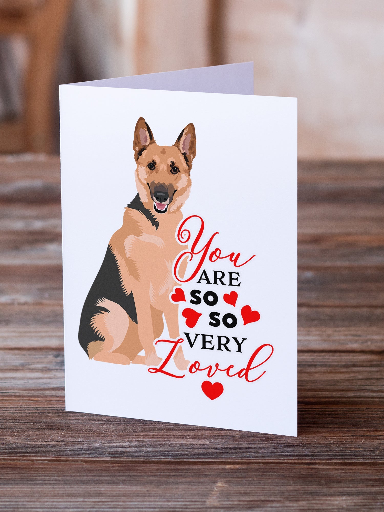 German Shepherd Black and Tan #1 so Loved Greeting Cards Pack of 8 Blank Cards with Envelopes Whimsical A7 Size 5x7