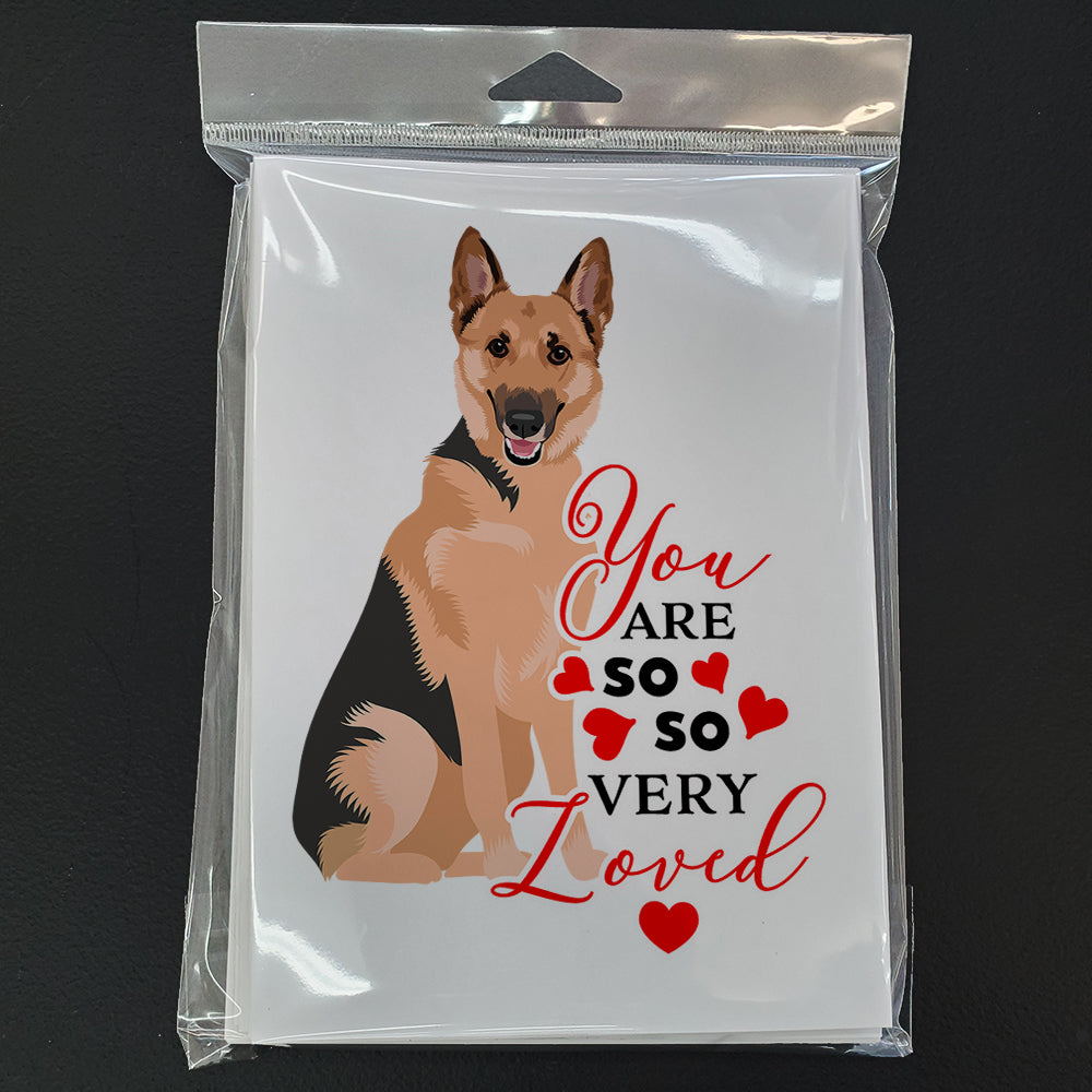 German Shepherd Black and Tan #1 so Loved Greeting Cards Pack of 8 Blank Cards with Envelopes Whimsical A7 Size 5x7