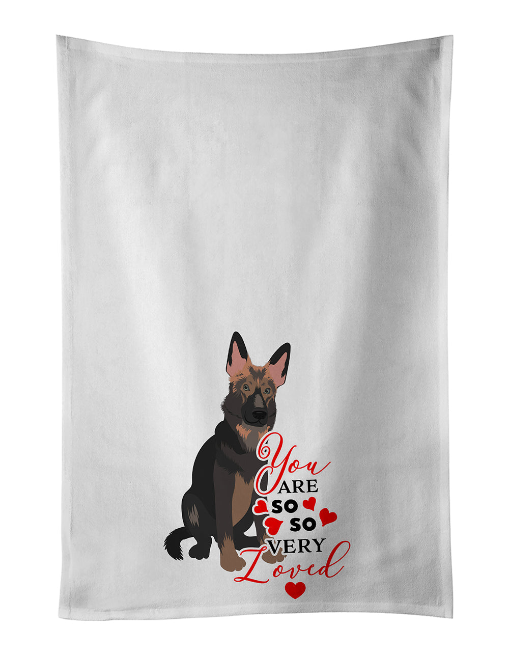 German Shepherd Puppy so Loved Kitchen Towel Set of 2 White Dish Towels Decorative Bathroom Hand towel for Hand, Face, Hair, Yoga, Tea, Dishcloth, 19 X 28", White