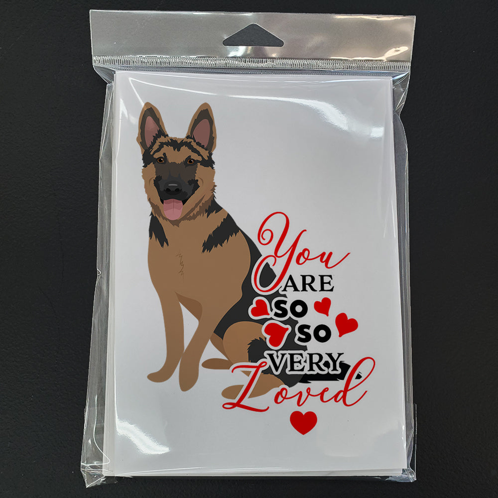 German Shepherd Red and Black so Loved Greeting Cards Pack of 8 Blank Cards with Envelopes Whimsical A7 Size 5x7