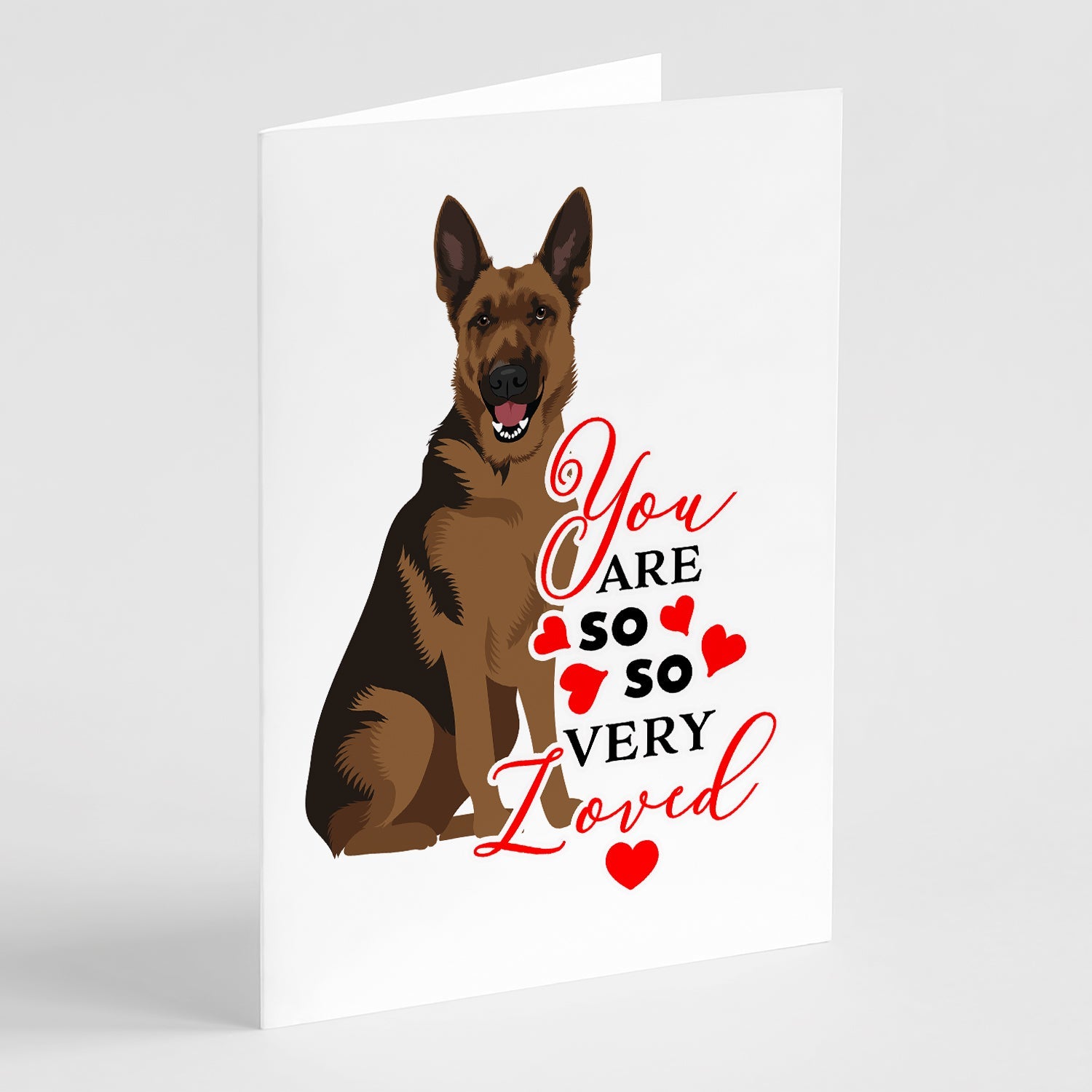 German Shepherd Black and Tan #2 so Loved Greeting Cards Pack of 8 Blank Cards with Envelopes Whimsical A7 Size 5x7