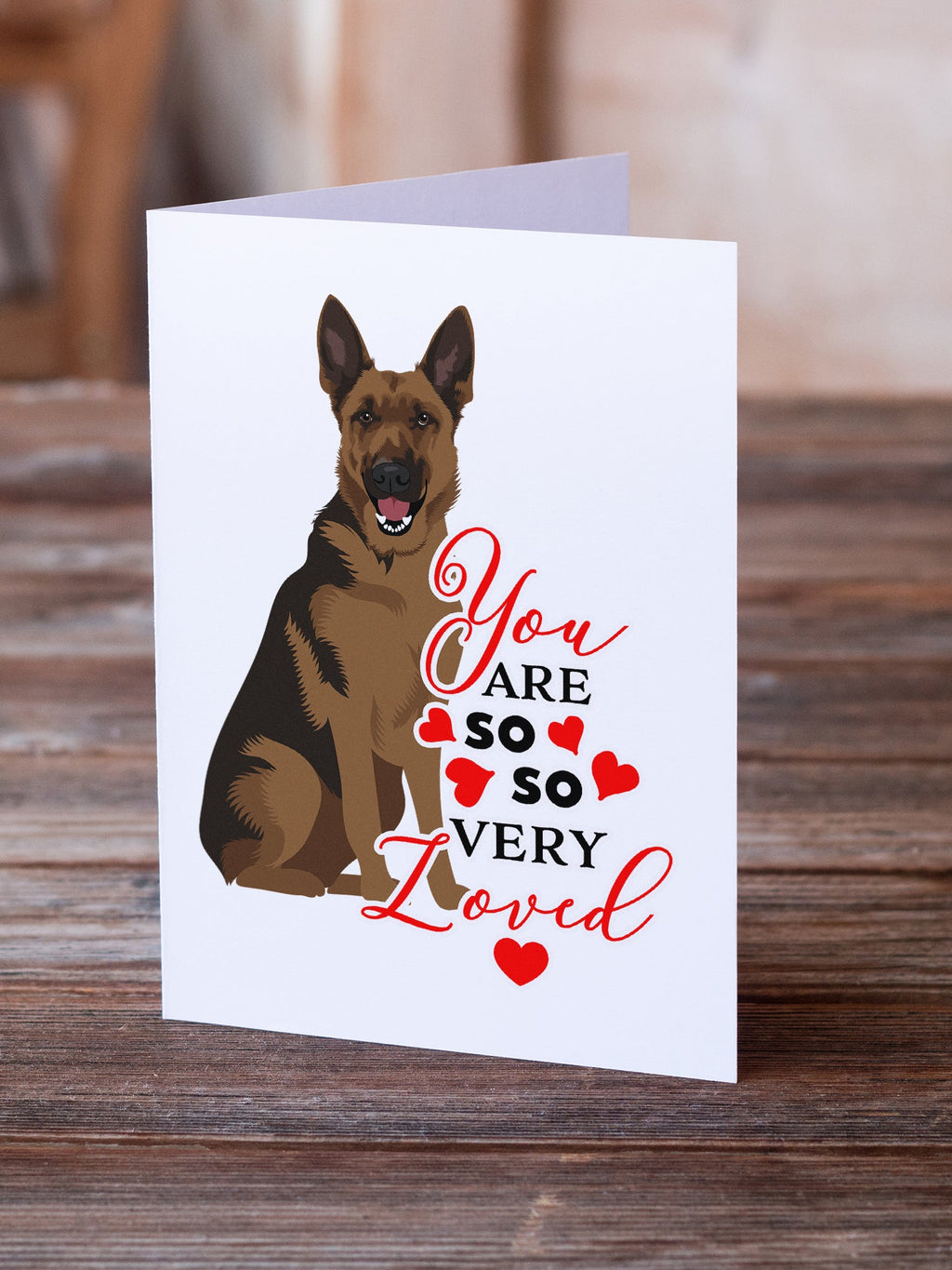 German Shepherd Black and Tan #2 so Loved Greeting Cards Pack of 8 Blank Cards with Envelopes Whimsical A7 Size 5x7