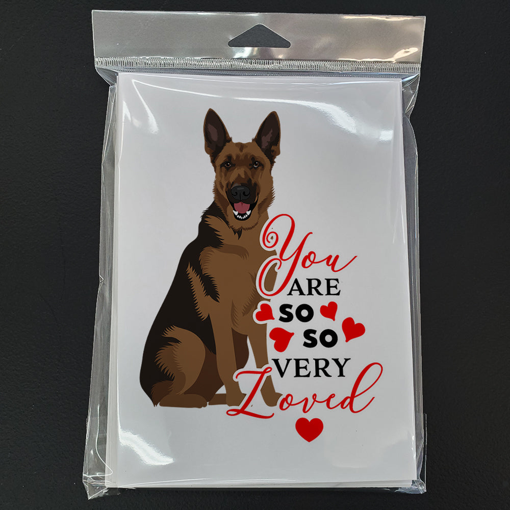 German Shepherd Black and Tan #2 so Loved Greeting Cards Pack of 8 Blank Cards with Envelopes Whimsical A7 Size 5x7