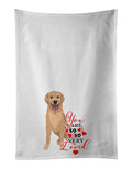 Golden Retriever Fawn #3 so Loved Kitchen Towel Set of 2 White Dish Towels Decorative Bathroom Hand towel for Hand, Face, Hair, Yoga, Tea, Dishcloth, 19 X 28", White