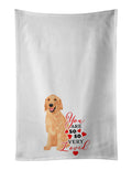 Golden Retriever Gold #1 so Loved Kitchen Towel Set of 2 White Dish Towels Decorative Bathroom Hand towel for Hand, Face, Hair, Yoga, Tea, Dishcloth, 19 X 28", White
