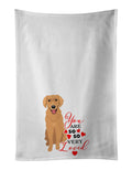 Golden Retriever Gold #2 so Loved Kitchen Towel Set of 2 White Dish Towels Decorative Bathroom Hand towel for Hand, Face, Hair, Yoga, Tea, Dishcloth, 19 X 28", White