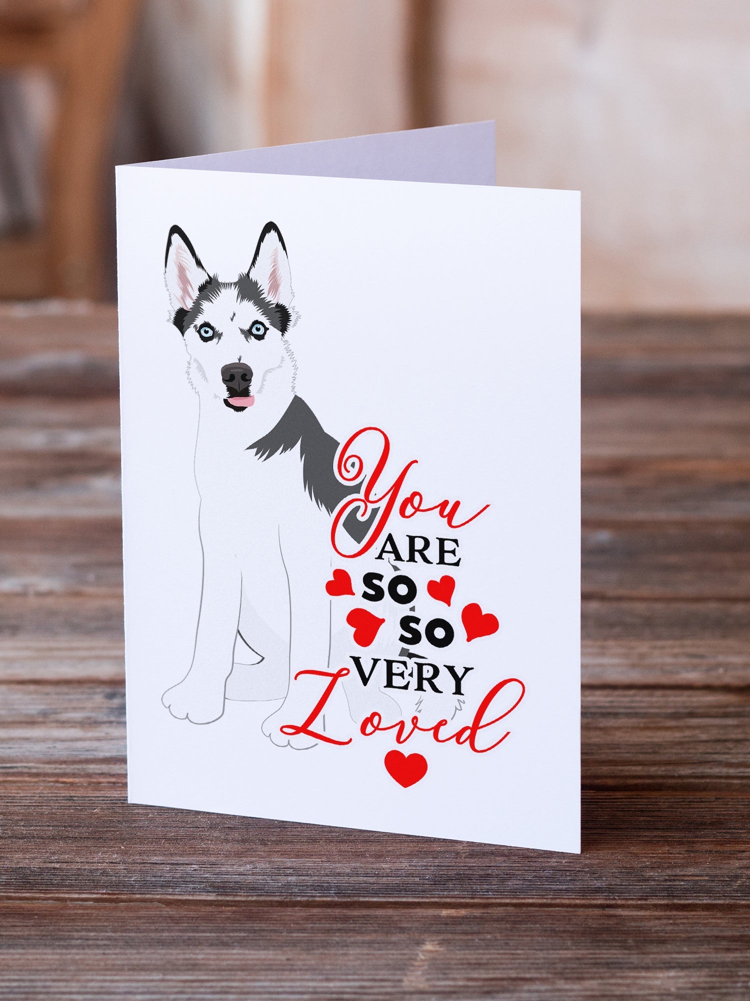 Siberian Husky Puppy so Loved Greeting Cards Pack of 8 Blank Cards with Envelopes Whimsical A7 Size 5x7
