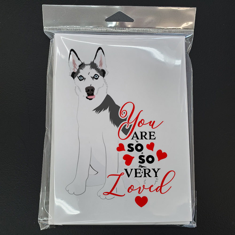Siberian Husky Puppy so Loved Greeting Cards Pack of 8 Blank Cards with Envelopes Whimsical A7 Size 5x7