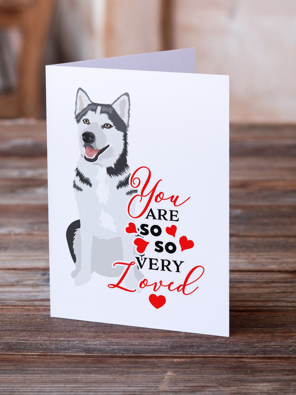 Siberian Husky Silver and White #1 so Loved Greeting Cards Pack of 8 Blank Cards with Envelopes Whimsical A7 Size 5x7