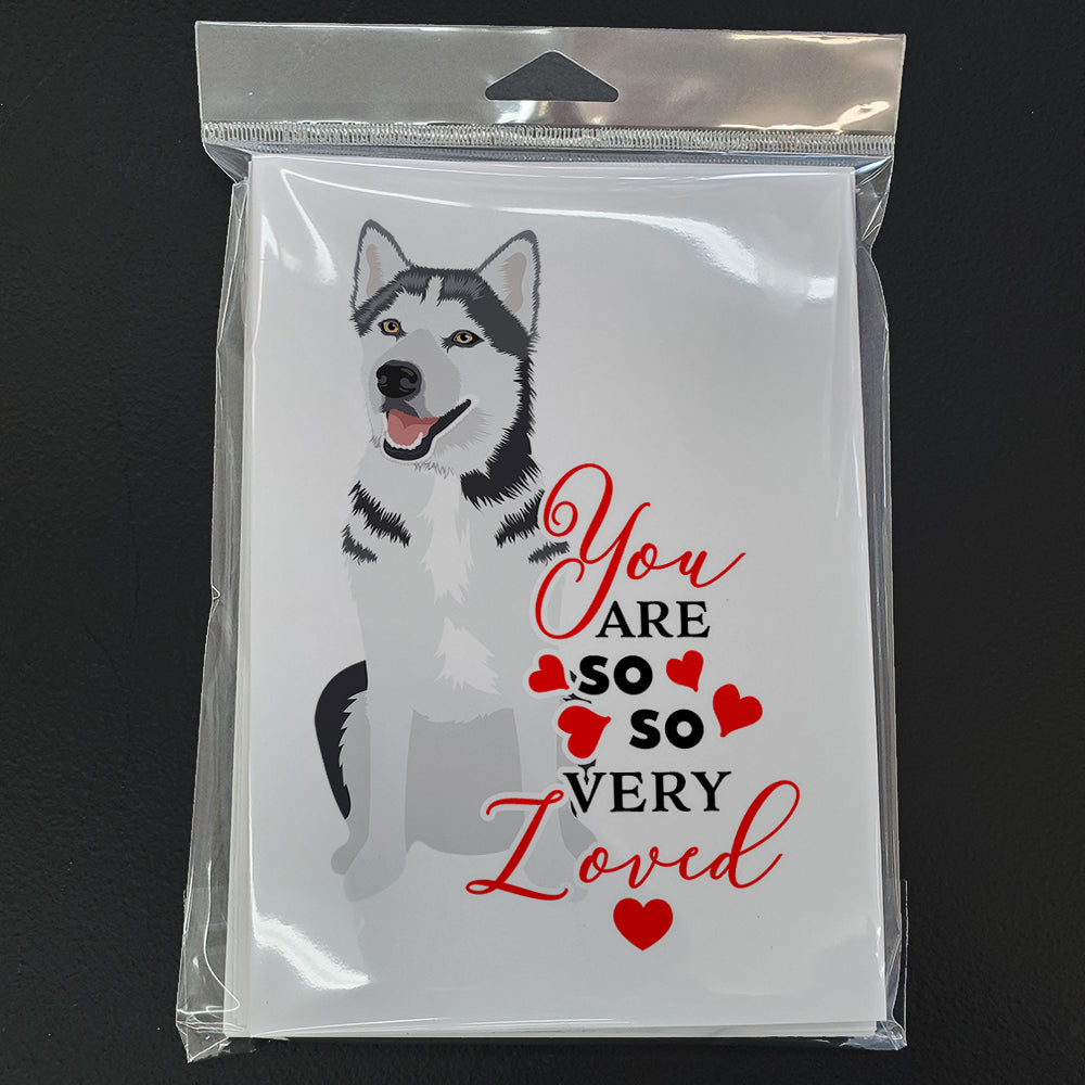 Siberian Husky Silver and White #1 so Loved Greeting Cards Pack of 8 Blank Cards with Envelopes Whimsical A7 Size 5x7