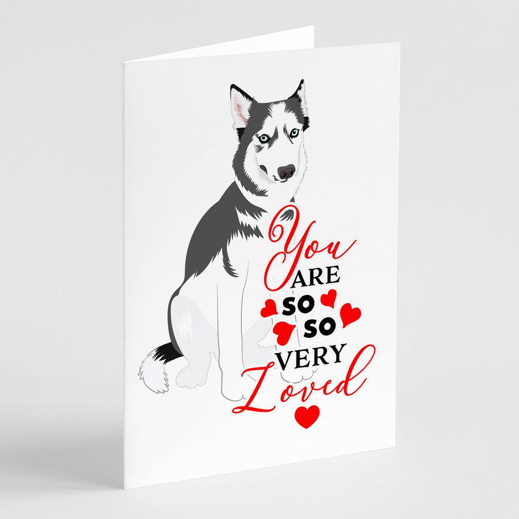 Siberian Husky Silver and White #2 so Loved Greeting Cards Pack of 8 Blank Cards with Envelopes Whimsical A7 Size 5x7