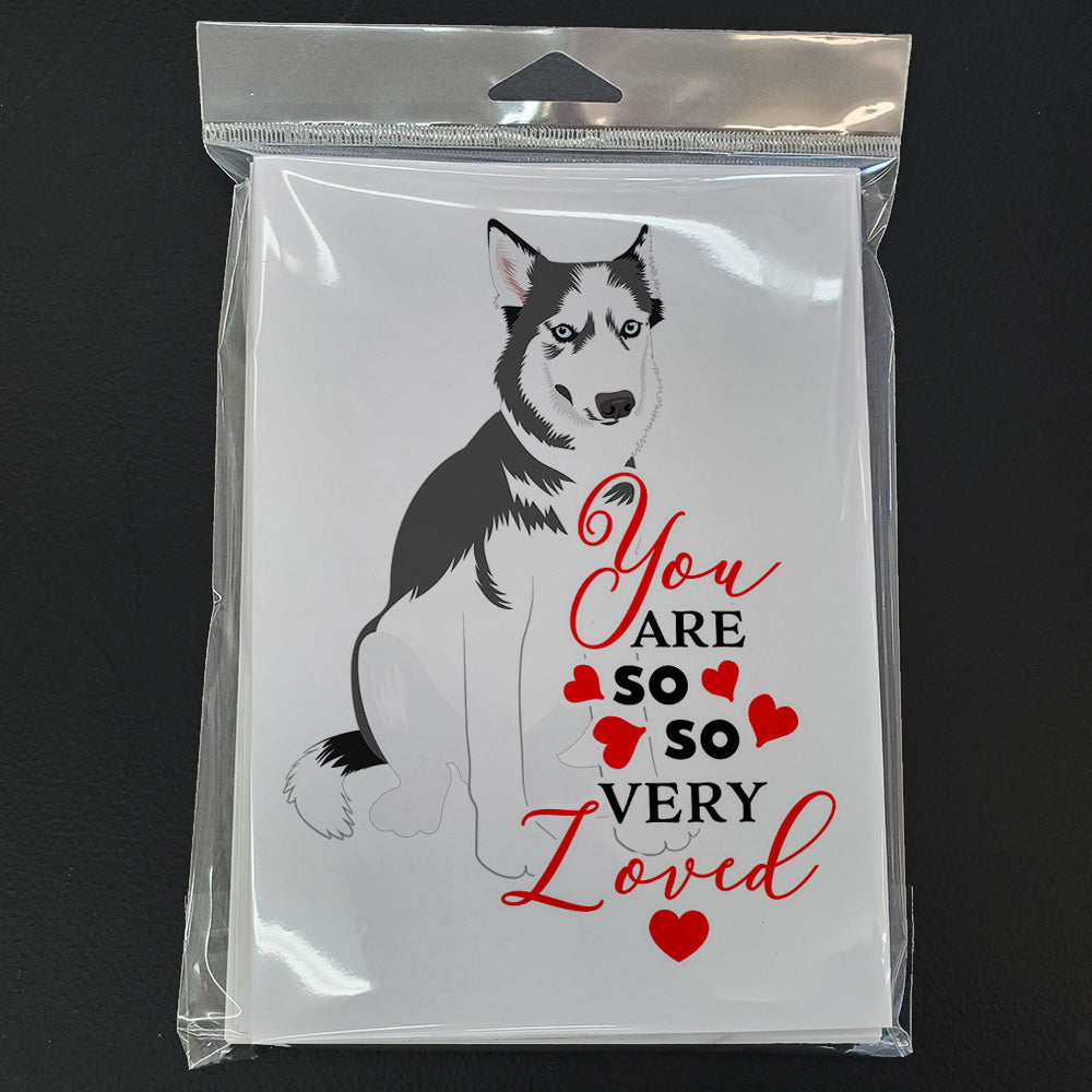 Siberian Husky Silver and White #2 so Loved Greeting Cards Pack of 8 Blank Cards with Envelopes Whimsical A7 Size 5x7