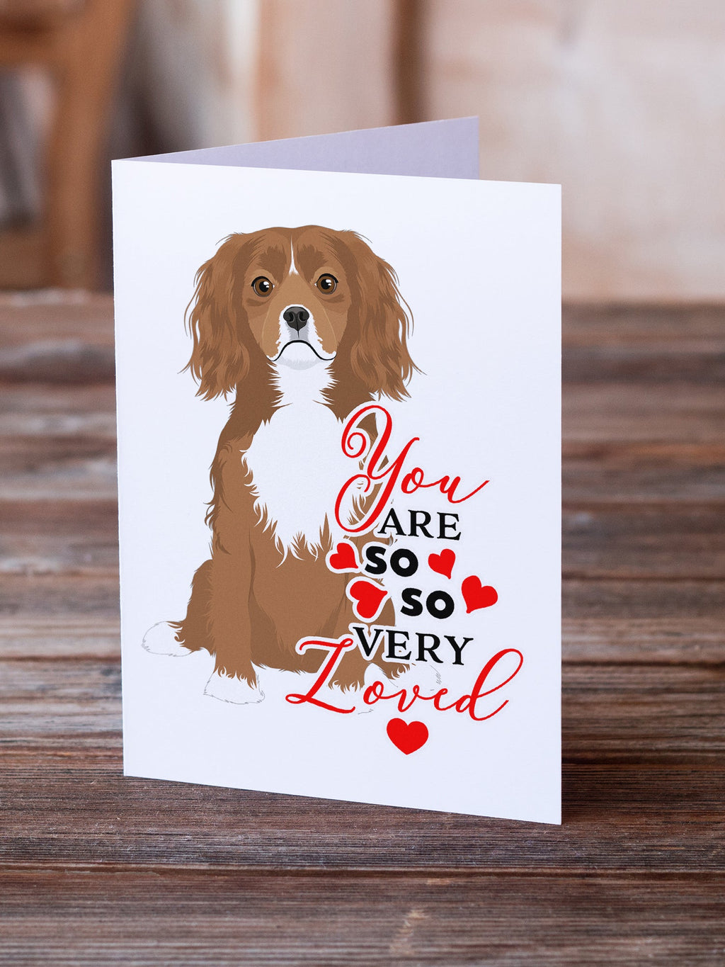 Cavalier King Charles Spaniel Ruby so Loved Greeting Cards Pack of 8 Blank Cards with Envelopes Whimsical A7 Size 5x7