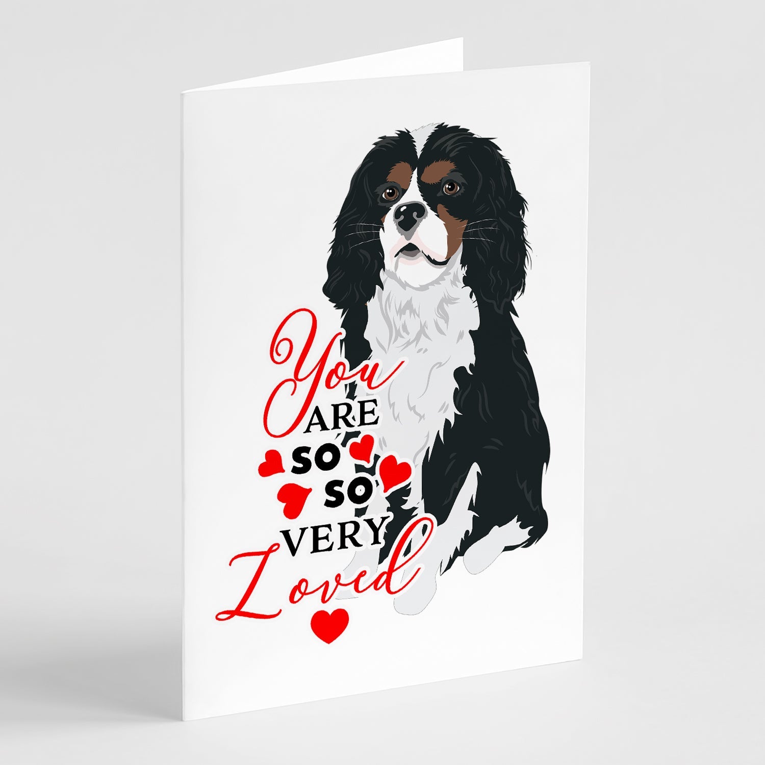 Cavalier King Charles Spaniel Tricolor #1 so Loved Greeting Cards Pack of 8 Blank Cards with Envelopes Whimsical A7 Size 5x7