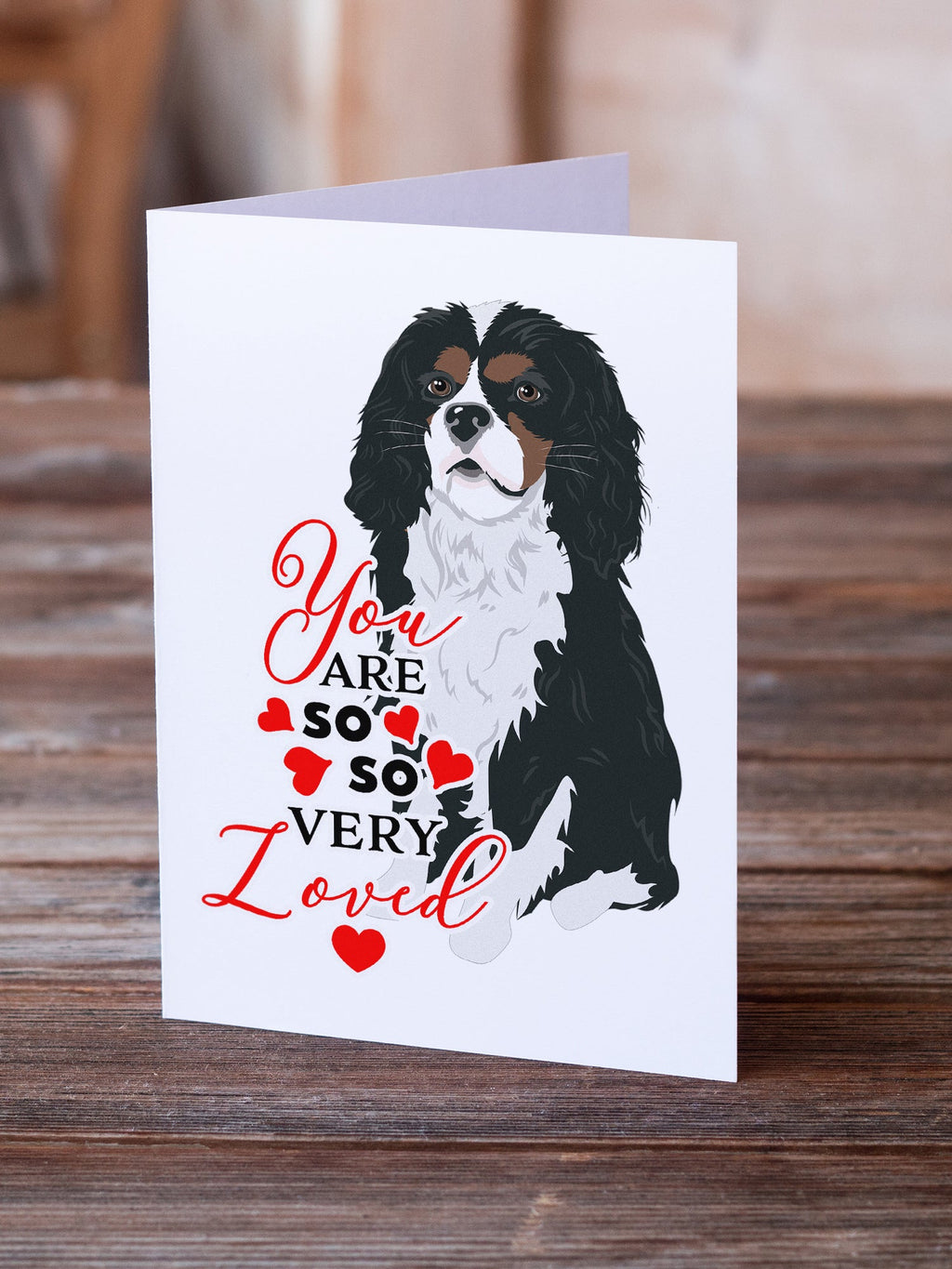 Cavalier King Charles Spaniel Tricolor #1 so Loved Greeting Cards Pack of 8 Blank Cards with Envelopes Whimsical A7 Size 5x7