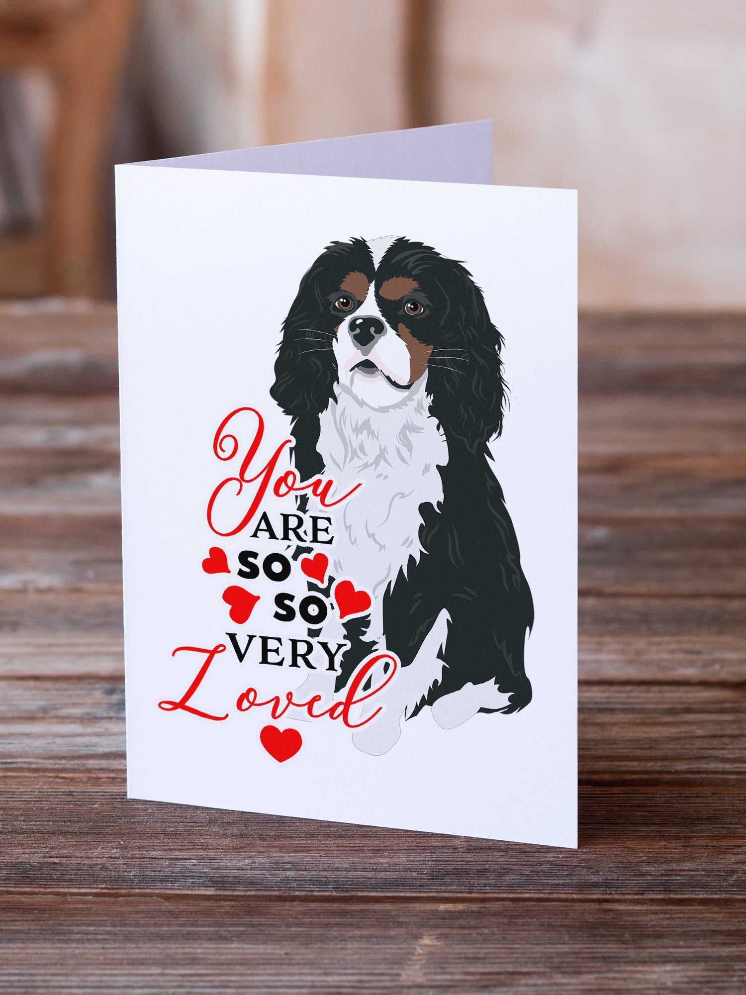 Cavalier King Charles Spaniel Tricolor #1 so Loved Greeting Cards Pack of 8 Blank Cards with Envelopes Whimsical A7 Size 5x7