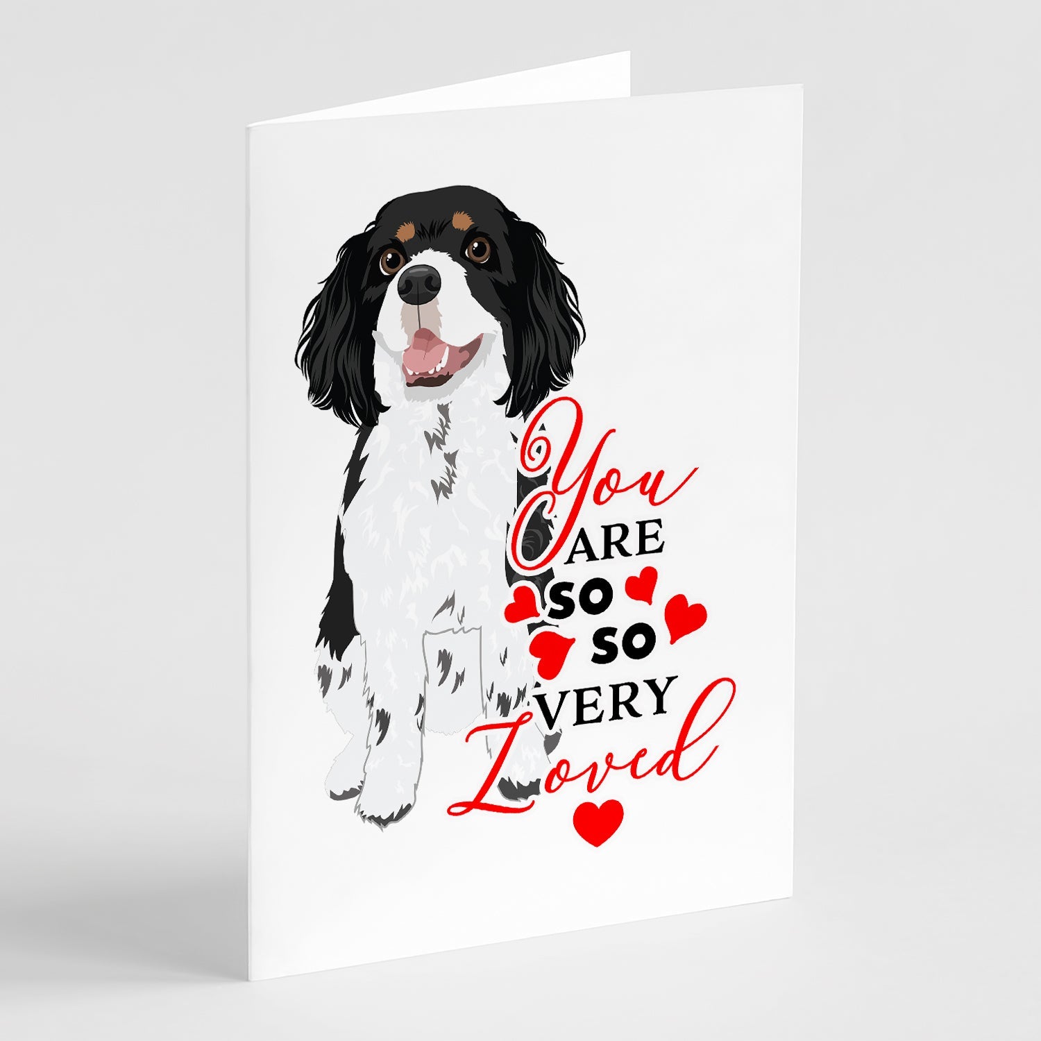 Cavalier King Charles Spaniel Tricolor #2 so Loved Greeting Cards Pack of 8 Blank Cards with Envelopes Whimsical A7 Size 5x7