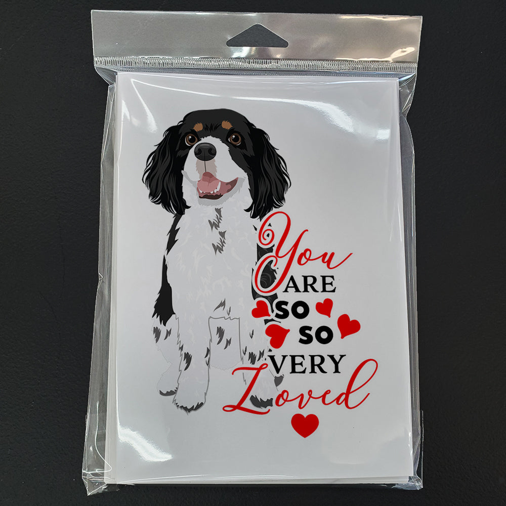 Cavalier King Charles Spaniel Tricolor #2 so Loved Greeting Cards Pack of 8 Blank Cards with Envelopes Whimsical A7 Size 5x7