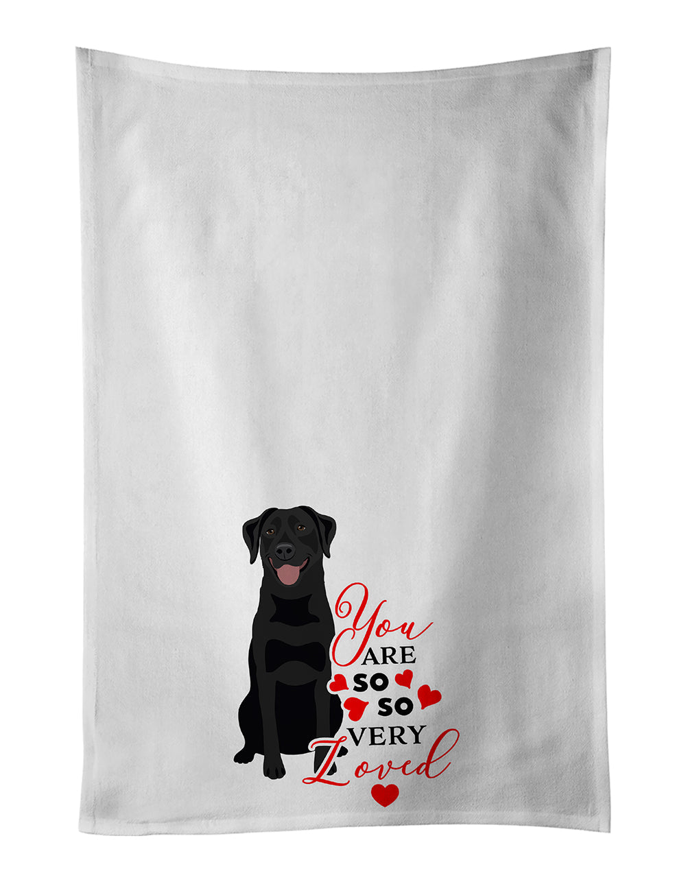 Labrador Retriever Black #1 so Loved Kitchen Towel Set of 2 White Dish Towels Decorative Bathroom Hand towel for Hand, Face, Hair, Yoga, Tea, Dishcloth, 19 X 28", White