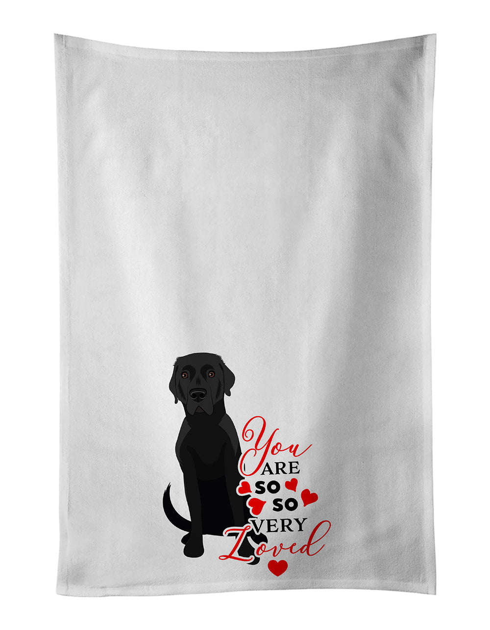 Labrador Retriever Black #2 so Loved Kitchen Towel Set of 2 White Dish Towels Decorative Bathroom Hand towel for Hand, Face, Hair, Yoga, Tea, Dishcloth, 19 X 28", White