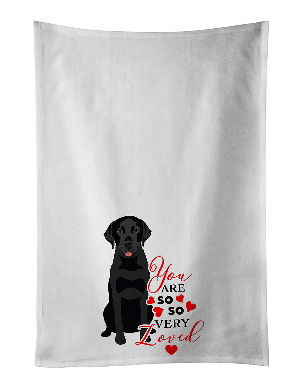 Labrador Retriever Black #3 so Loved Kitchen Towel Set of 2 White Dish Towels Decorative Bathroom Hand towel for Hand, Face, Hair, Yoga, Tea, Dishcloth, 19 X 28", White