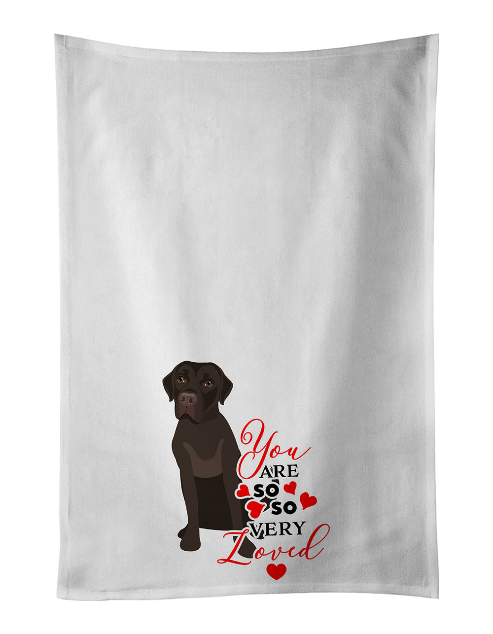 Labrador Retriever Chocolate #1 so Loved Kitchen Towel Set of 2 White Dish Towels Decorative Bathroom Hand towel for Hand, Face, Hair, Yoga, Tea, Dishcloth, 19 X 28", White
