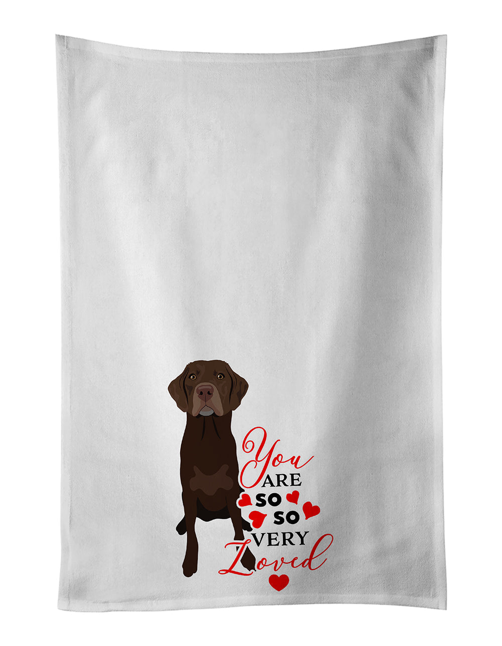 Labrador Retriever Chocolate #2 so Loved Kitchen Towel Set of 2 White Dish Towels Decorative Bathroom Hand towel for Hand, Face, Hair, Yoga, Tea, Dishcloth, 19 X 28", White