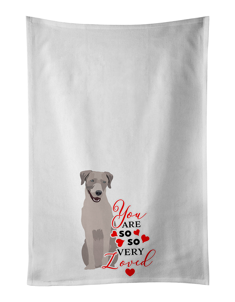 Labrador Retriever Gray so Loved Kitchen Towel Set of 2 White Dish Towels Decorative Bathroom Hand towel for Hand, Face, Hair, Yoga, Tea, Dishcloth, 19 X 28", White