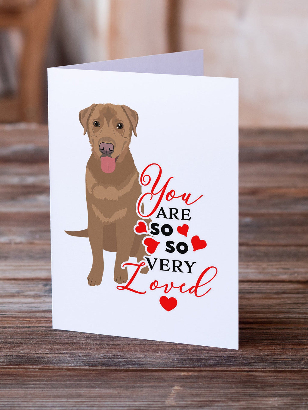 Labrador Retriever Red so Loved Greeting Cards Pack of 8 Blank Cards with Envelopes Whimsical A7 Size 5x7