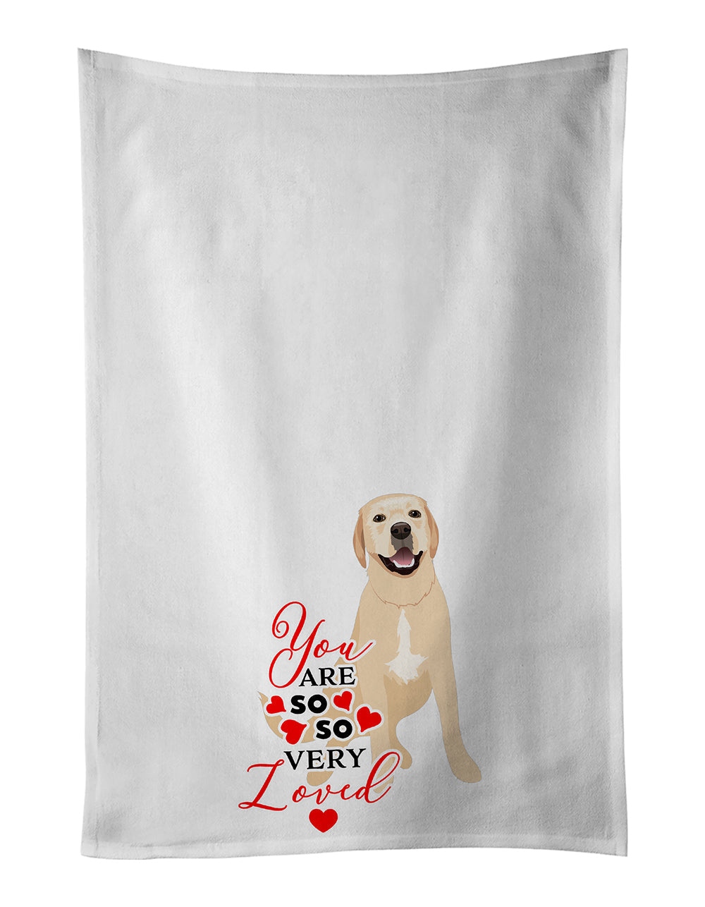 Labrador Retriever Yellow #2 so Loved Kitchen Towel Set of 2 White Dish Towels Decorative Bathroom Hand towel for Hand, Face, Hair, Yoga, Tea, Dishcloth, 19 X 28", White