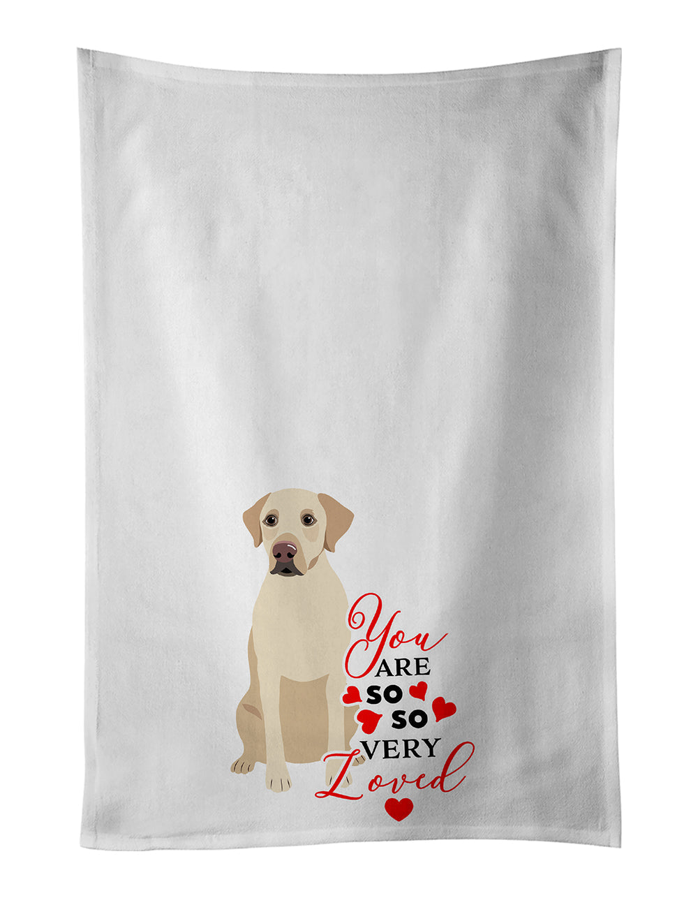 Labrador Retriever Yellow #3 so Loved Kitchen Towel Set of 2 White Dish Towels Decorative Bathroom Hand towel for Hand, Face, Hair, Yoga, Tea, Dishcloth, 19 X 28", White