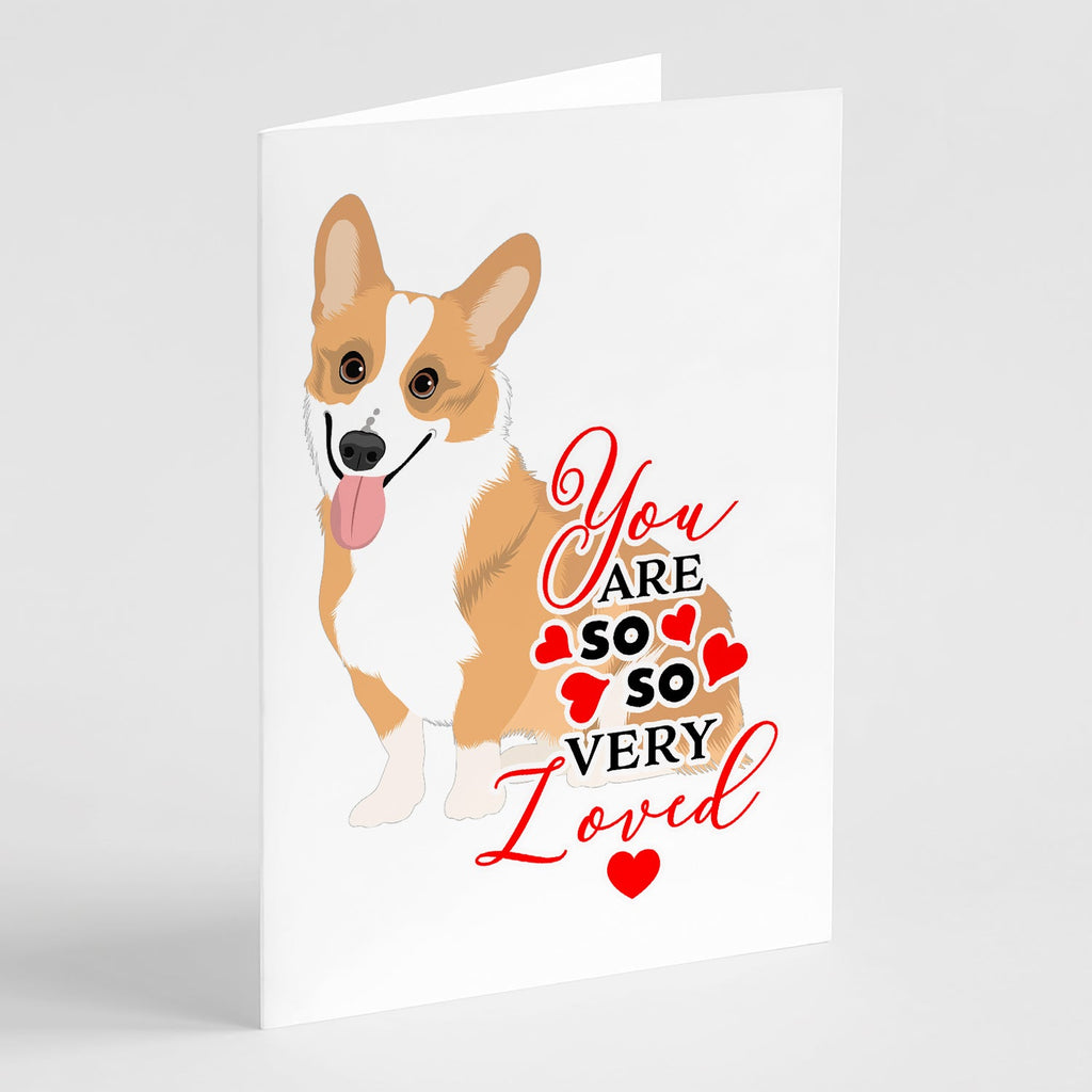 Pembroke Corgi Red and White so Loved Greeting Cards Pack of 8 Blank Cards with Envelopes Whimsical A7 Size 5x7