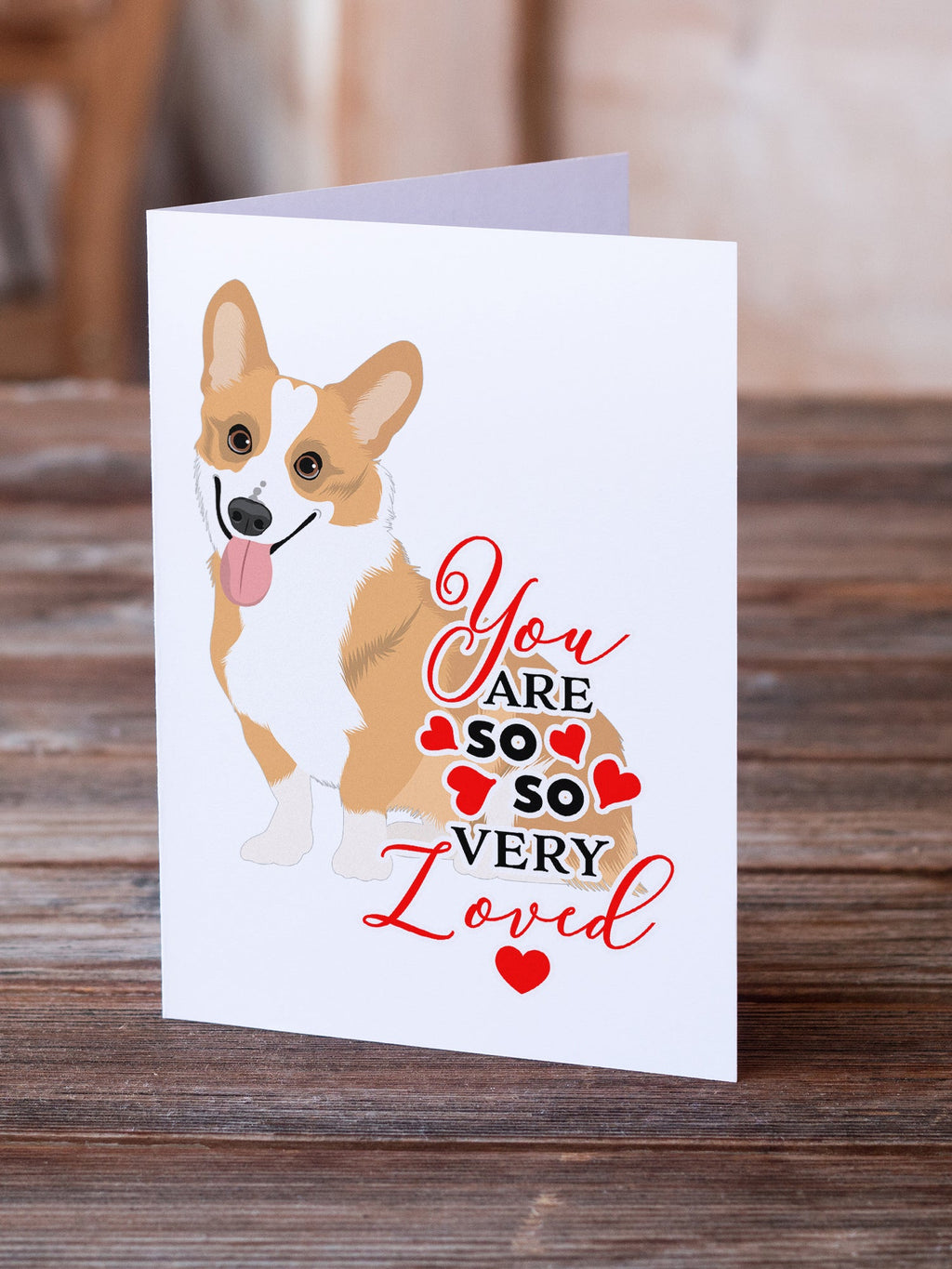 Pembroke Corgi Red and White so Loved Greeting Cards Pack of 8 Blank Cards with Envelopes Whimsical A7 Size 5x7