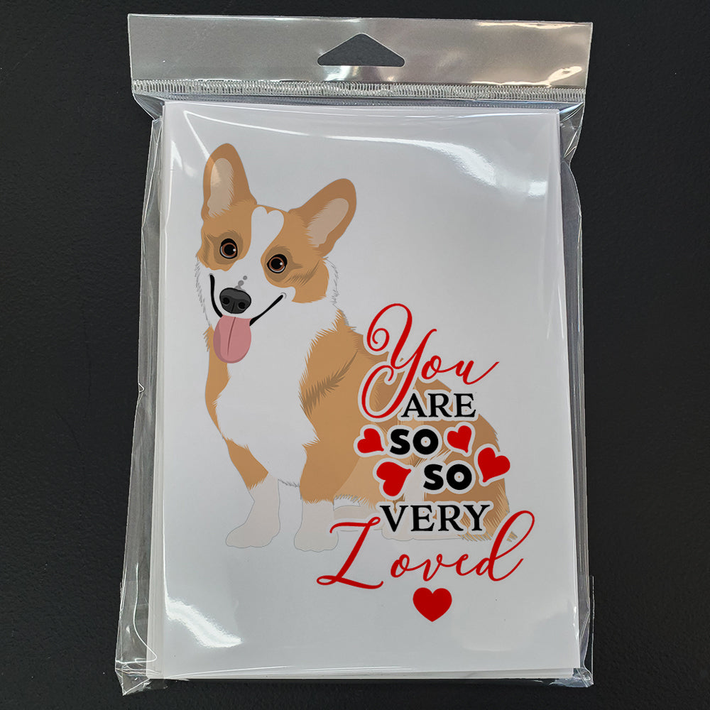 Pembroke Corgi Red and White so Loved Greeting Cards Pack of 8 Blank Cards with Envelopes Whimsical A7 Size 5x7