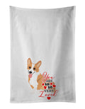 Pembroke Corgi Red and White so Loved Kitchen Towel Set of 2 White Dish Towels Decorative Bathroom Hand towel for Hand, Face, Hair, Yoga, Tea, Dishcloth, 19 X 28", White