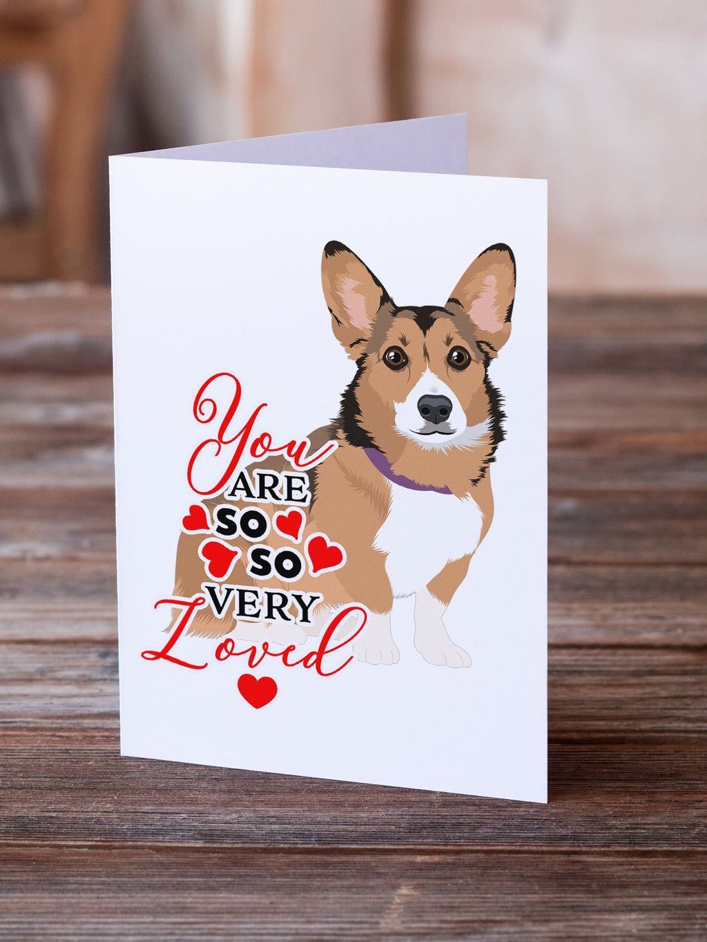 Pembroke Welsh Corgi Sable and White so Loved Greeting Cards Pack of 8 Blank Cards with Envelopes Whimsical A7 Size 5x7