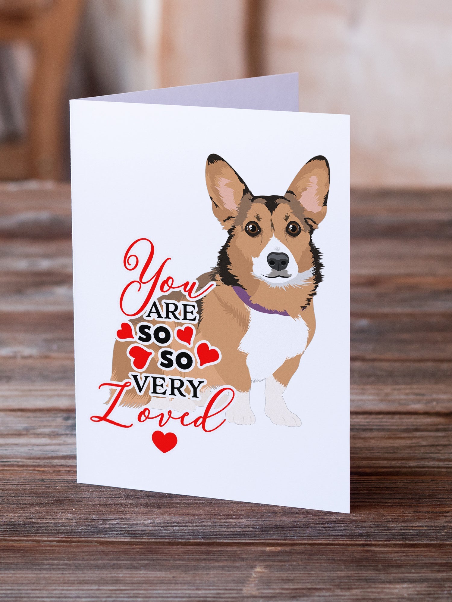 Pembroke Welsh Corgi Sable and White so Loved Greeting Cards Pack of 8 Blank Cards with Envelopes Whimsical A7 Size 5x7