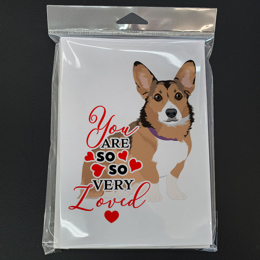 Pembroke Welsh Corgi Sable and White so Loved Greeting Cards Pack of 8 Blank Cards with Envelopes Whimsical A7 Size 5x7
