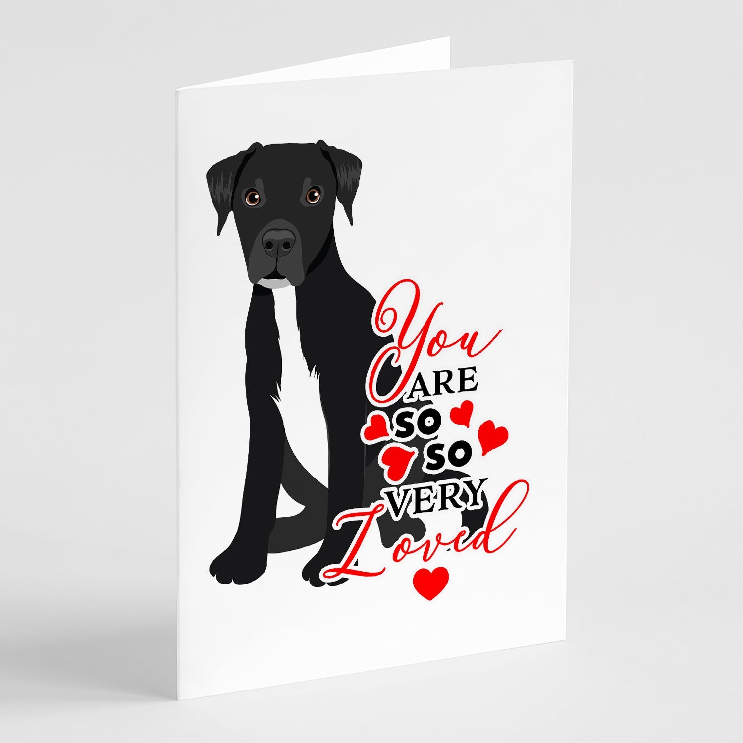 Pit Bull Black #1 so Loved Greeting Cards Pack of 8 Blank Cards with Envelopes Whimsical A7 Size 5x7