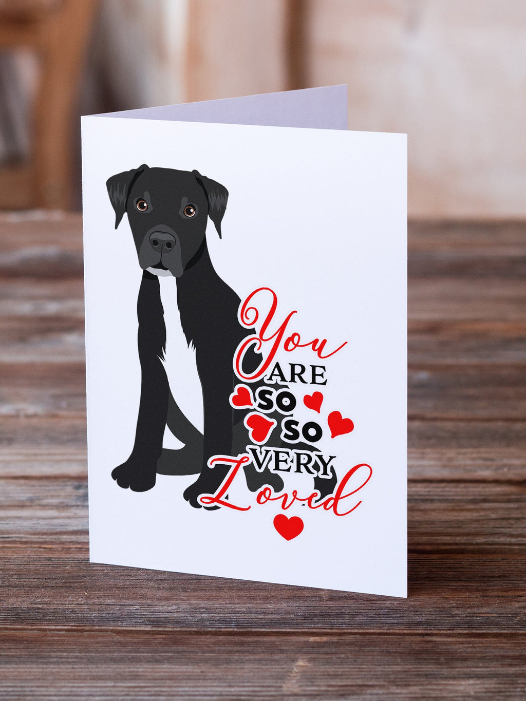 Pit Bull Black #1 so Loved Greeting Cards Pack of 8 Blank Cards with Envelopes Whimsical A7 Size 5x7
