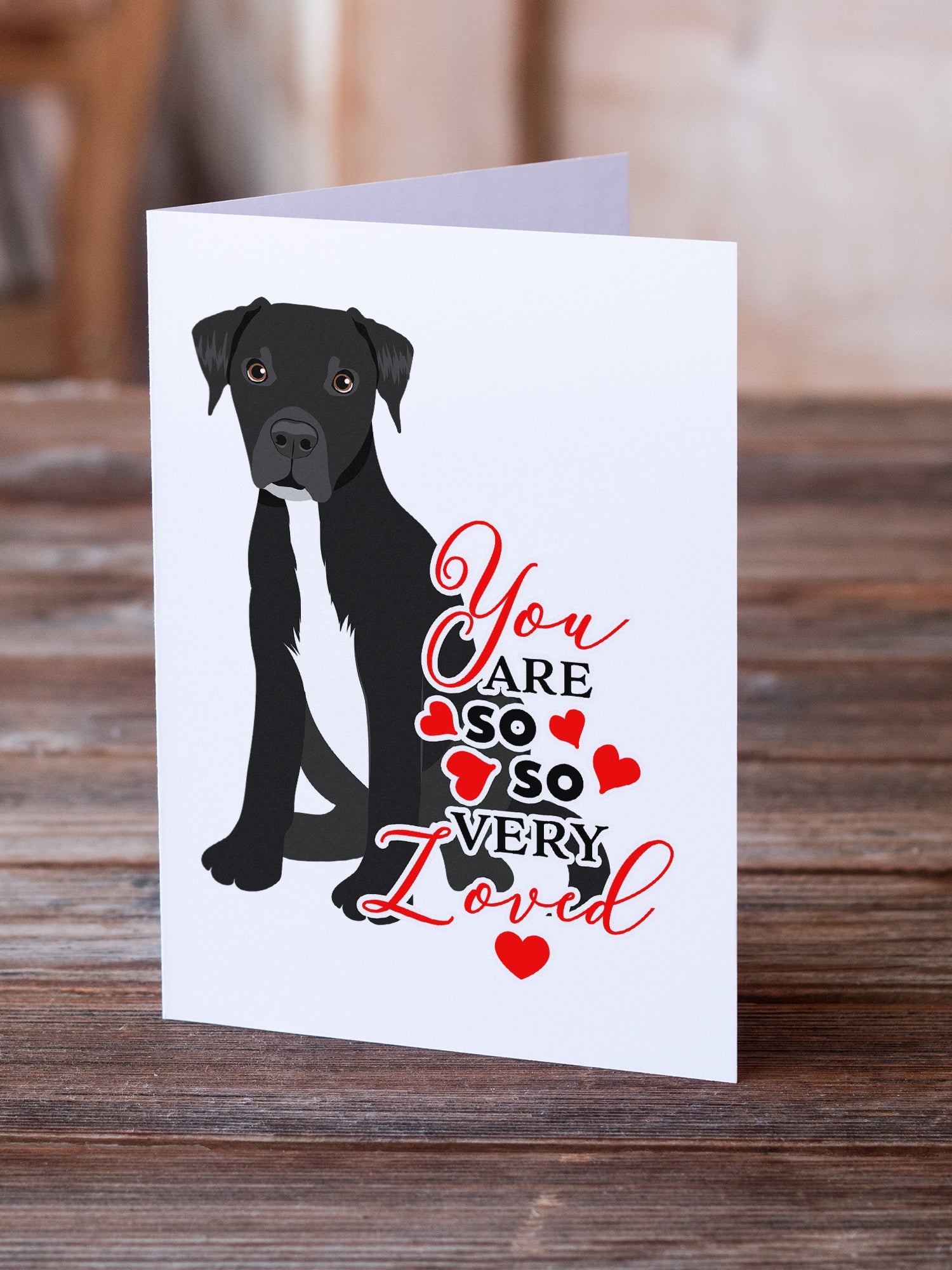 Pit Bull Black #1 so Loved Greeting Cards Pack of 8 Blank Cards with Envelopes Whimsical A7 Size 5x7