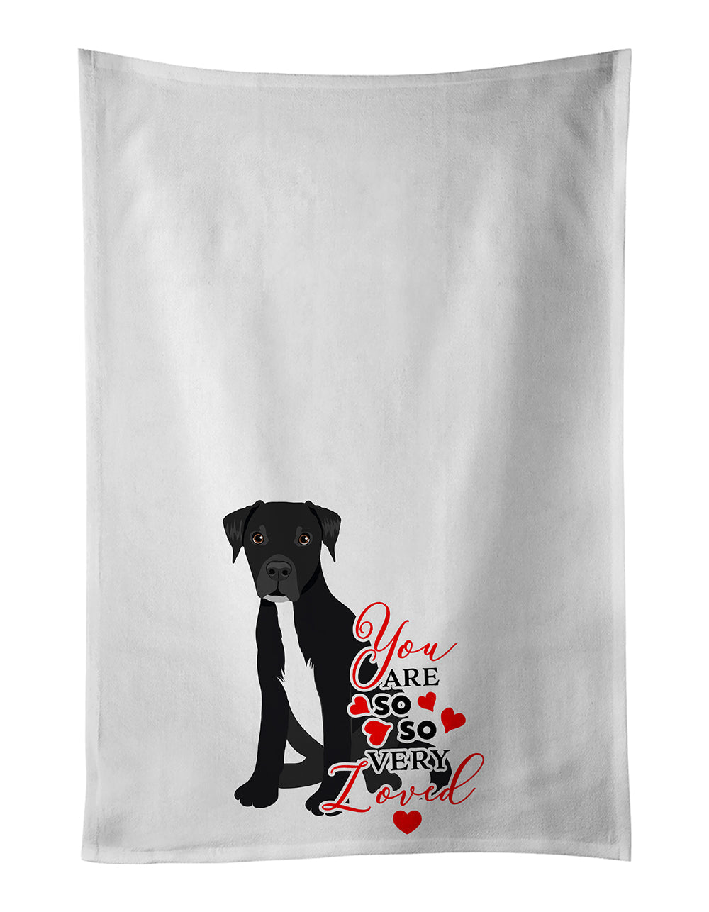 Pit Bull Black #1 so Loved Kitchen Towel Set of 2 White Dish Towels Decorative Bathroom Hand towel for Hand, Face, Hair, Yoga, Tea, Dishcloth, 19 X 28", White