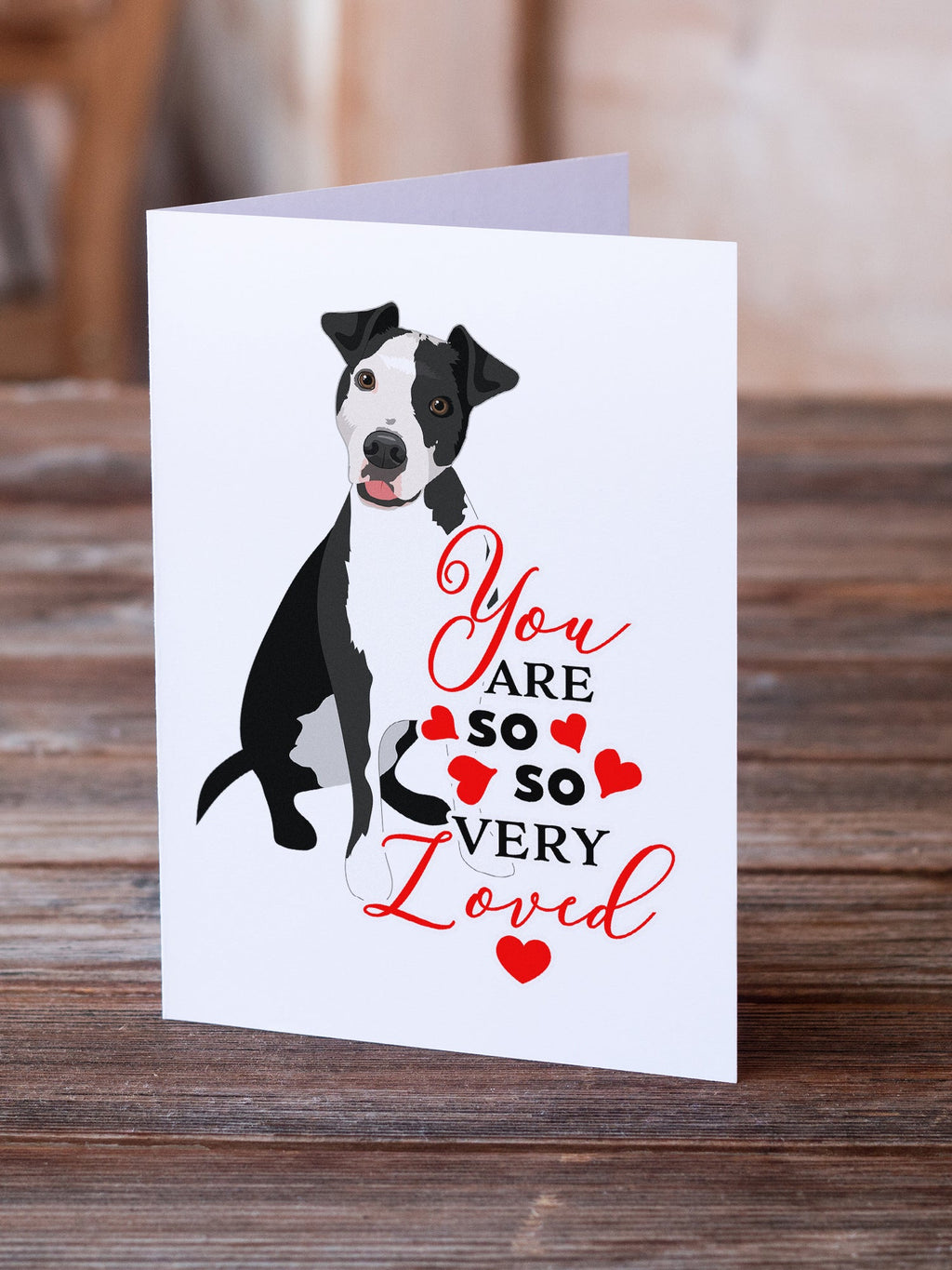 Pit Bull Black #2 so Loved Greeting Cards Pack of 8 Blank Cards with Envelopes Whimsical A7 Size 5x7