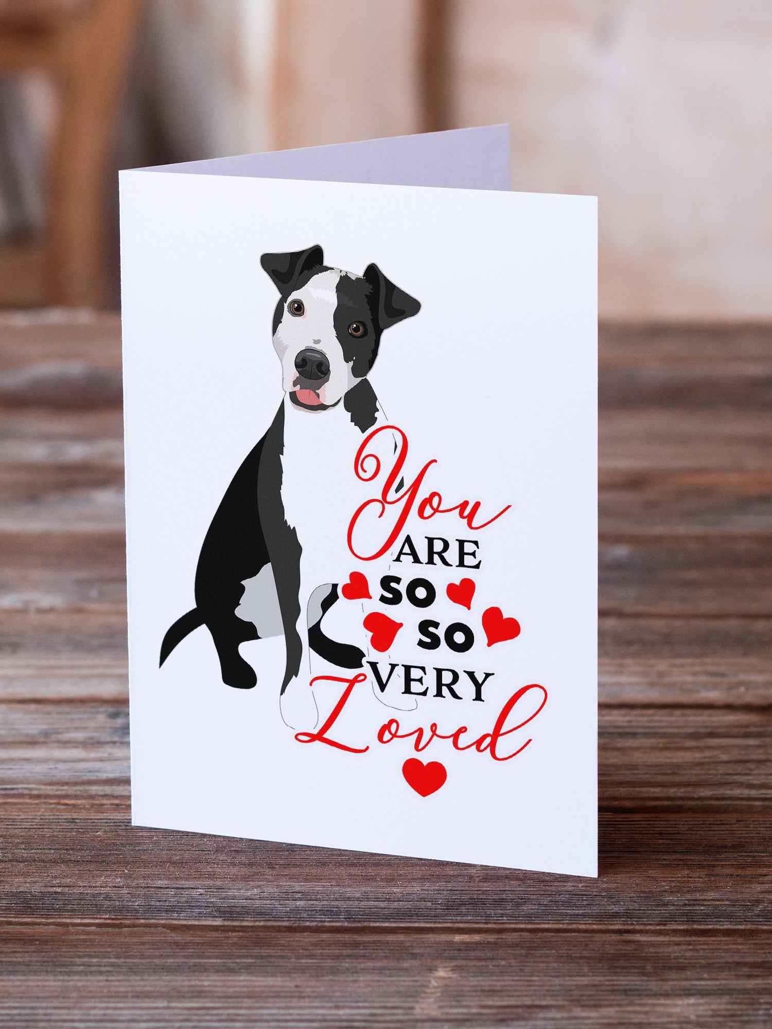 Pit Bull Black #2 so Loved Greeting Cards Pack of 8 Blank Cards with Envelopes Whimsical A7 Size 5x7