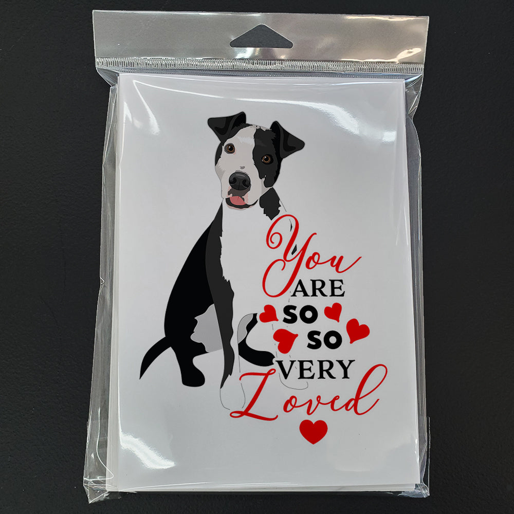 Pit Bull Black #2 so Loved Greeting Cards Pack of 8 Blank Cards with Envelopes Whimsical A7 Size 5x7