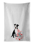 Pit Bull Black #2 so Loved Kitchen Towel Set of 2 White Dish Towels Decorative Bathroom Hand towel for Hand, Face, Hair, Yoga, Tea, Dishcloth, 19 X 28", White