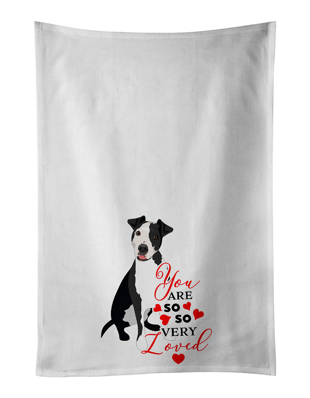 Pit Bull Black #2 so Loved Kitchen Towel Set of 2 White Dish Towels Decorative Bathroom Hand towel for Hand, Face, Hair, Yoga, Tea, Dishcloth, 19 X 28", White