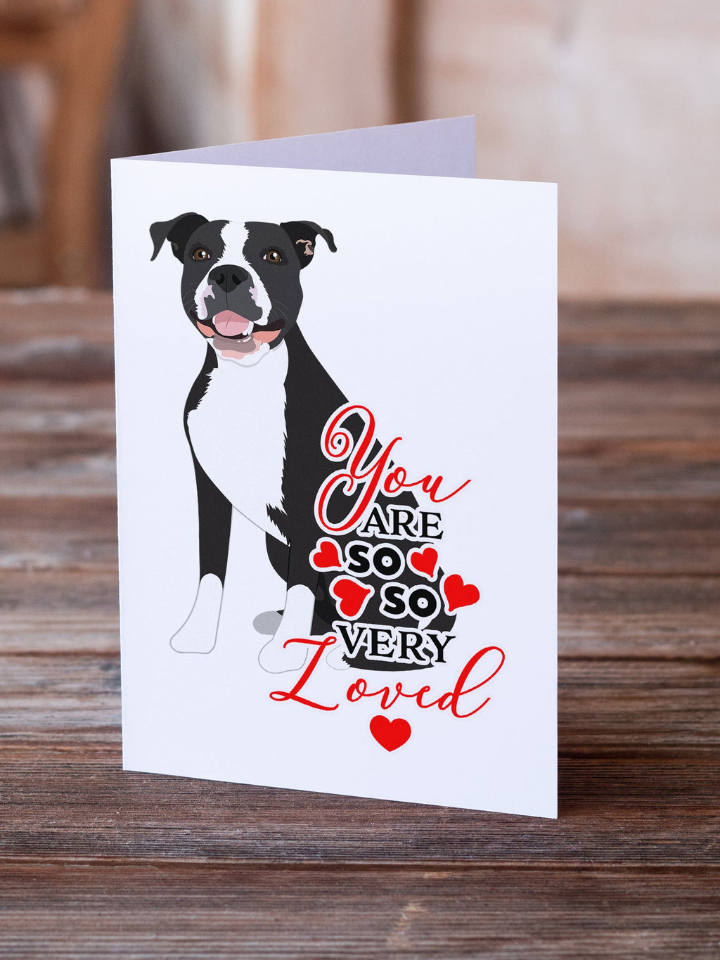 Pit Bull Black #3 so Loved Greeting Cards Pack of 8 Blank Cards with Envelopes Whimsical A7 Size 5x7
