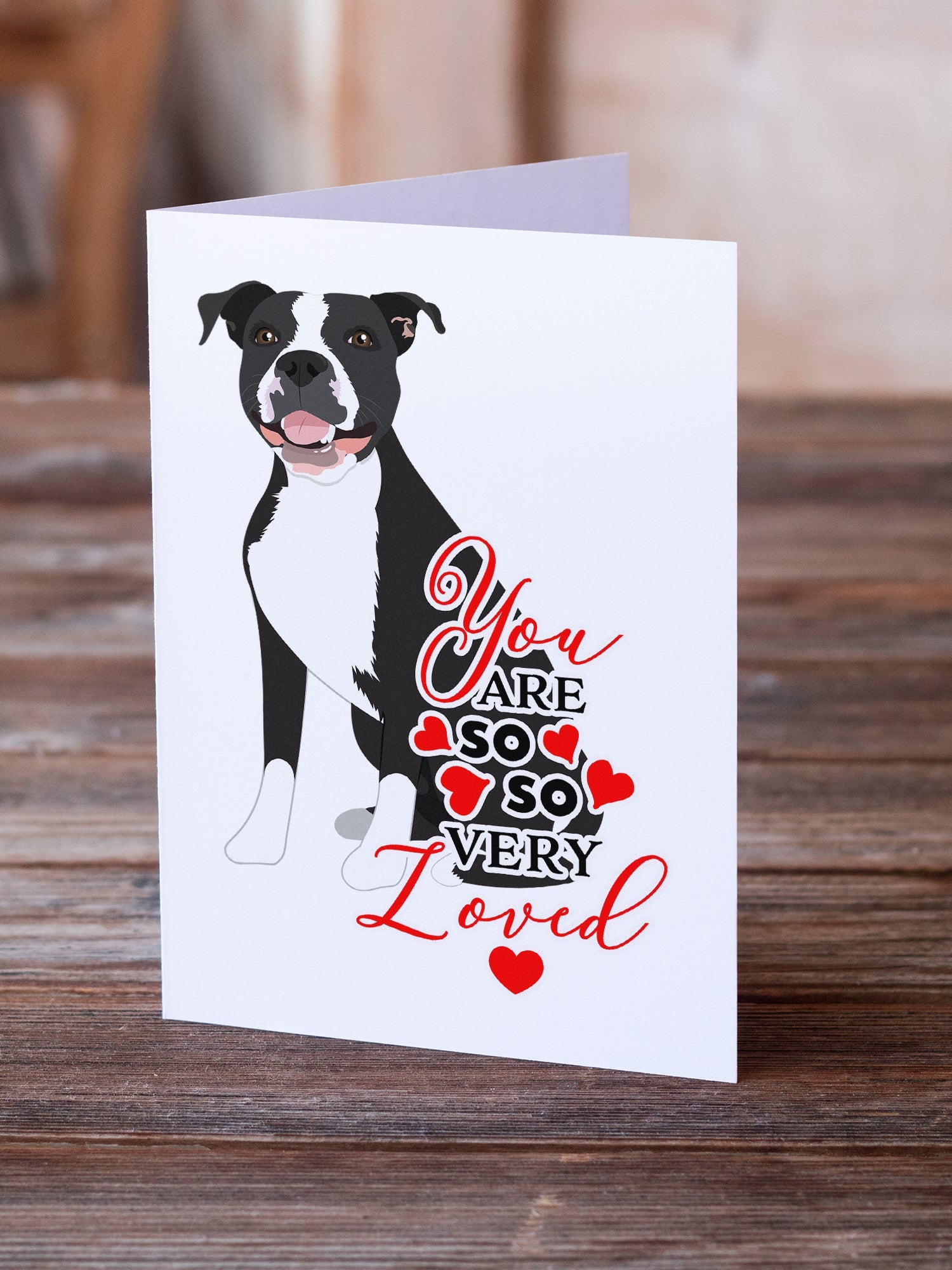 Pit Bull Black #3 so Loved Greeting Cards Pack of 8 Blank Cards with Envelopes Whimsical A7 Size 5x7