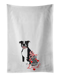 Pit Bull Black #3 so Loved Kitchen Towel Set of 2 White Dish Towels Decorative Bathroom Hand towel for Hand, Face, Hair, Yoga, Tea, Dishcloth, 19 X 28", White